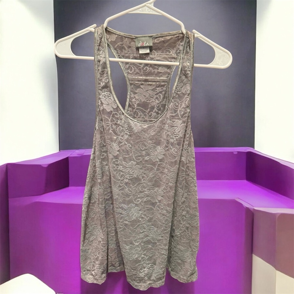 Dots Gray Lace Top LARGE
